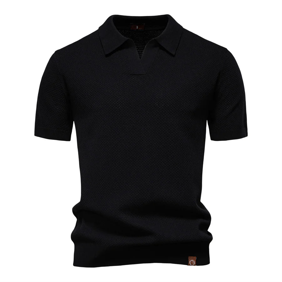 Men’s Textured Knit Polo Shirt